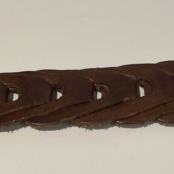 Fossil Leather Belt Mens 36 Braided Woven Brown Brass Buckle MB2347 Vintage - Picture 8 of 10